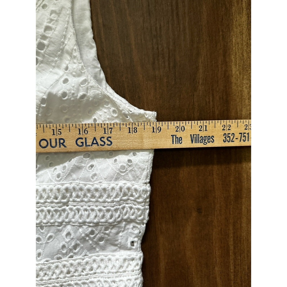 Cremieux White Sun Dress 14 Fits L A Line Knee Length Eyelet Beach Cruise Simple - Picture 6 of 9